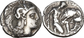 Greek Italy. Southern Apulia, Tarentum. AR Diobol, c. 325-280 BC. HN Italy 976. AR. 1.01 g. 11.50 mm. VF.