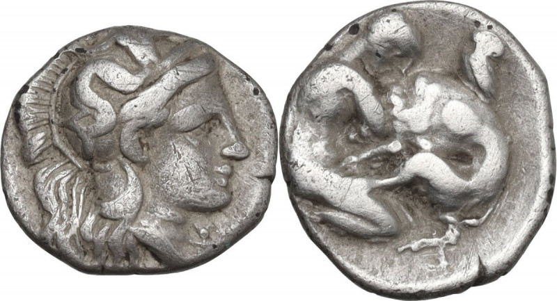 Greek Italy. Southern Apulia, Tarentum. AR Diobol, 325-280 BC. HN Italy 976. AR....