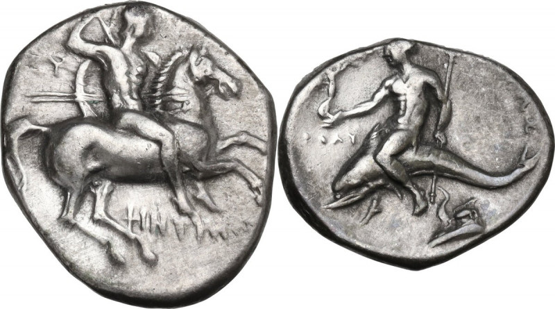 Greek Italy. Southern Apulia, Tarentum. Nomos, c. 280-272 BC. HN Italy 1002; Vla...