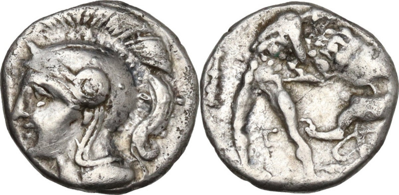 Greek Italy. Southern Apulia, Tarentum. AR Diobol, c. 280-228 BC. Cf. HN Italy 1...