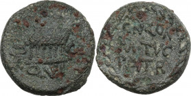 Greek Italy. Northern Lucania, Poseidonia-Paestum. AE Semis, early 1st century BC. HN Italy 1237; HGC 1 1209. AE. 3.81 g. 16.50 mm. RR. Very rare issu...