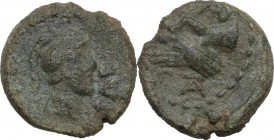Greek Italy. Northern Lucania, Poseidonia-Paestum. AE Semis, 90-44 BC. HN Italy 1250. AE. 3.45 g. 14.00 mm. Green patina. About VF.