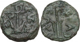 Greek Italy. Northern Lucania, Poseidonia-Paestum. AE Semis, 90-44 BC. HN Italy 1254. AE. 2.72 g. 13.00 mm. Green patina. VF.
