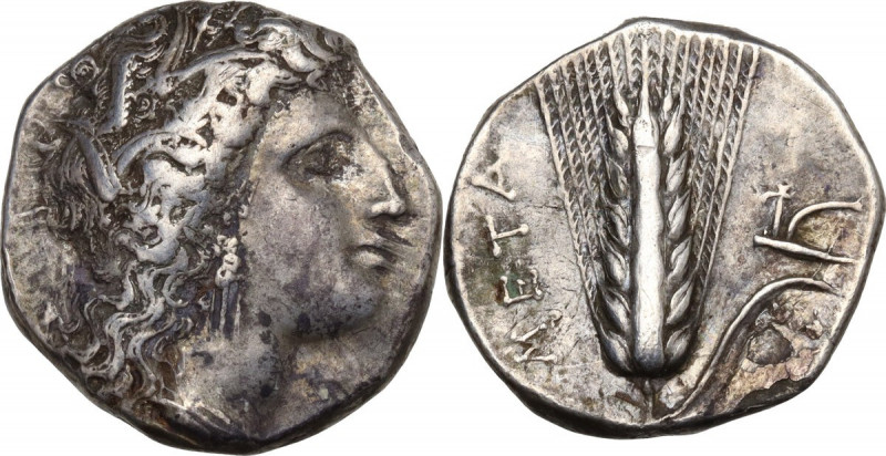 Greek Italy. Southern Lucania, Metapontum. AR Fourrée (?) Nomos, c. 330-290 BC. ...