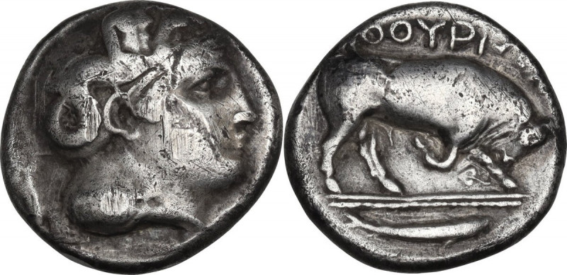 Greek Italy. Southern Lucania, Thurium. AR Stater, 400-350 BC. HN Italy 1787. AR...