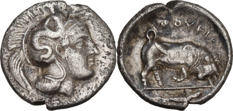 Greek Italy. Southern Lucania, Thurium. AR Diobol, c. 350-300 BC. HN Italy 1866;...