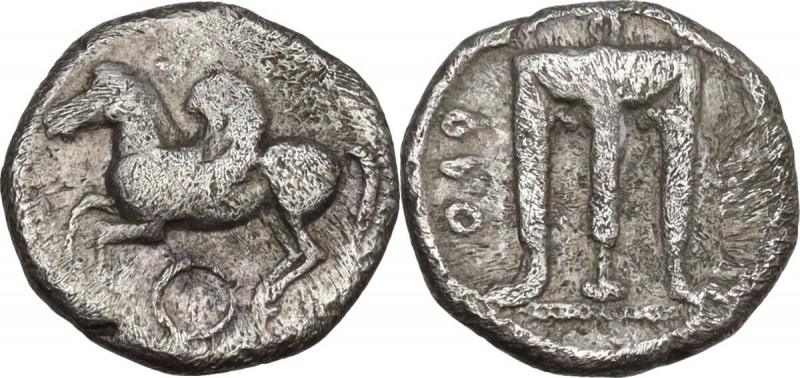 Greek Italy. Bruttium, Kroton. AR Triobol. c. 525-425 BC. SNG ANS 323/328; HN It...