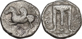 Greek Italy. Bruttium, Kroton. AR Triobol. c. 525-425 BC. SNG ANS 323/328; HN Italy 2127. AR. 1.16 g. 11.00 mm. About VF.