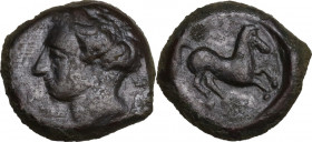 Sicily. Aitna. AE Litra, 405-401 BC. Cf. CNS III 3 var. (head right). AE. 4.04 g. 16.00 mm. About VF/VF.