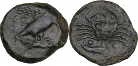 Sicily. Akragas. AE Tetras, 425-406 BC. CNS I 53. AE. 7.94 g. 21.00 mm. Green patina. About VF.