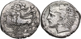 Sicily. Kamarina. AR Tetradrachm, c. 425-405 BC. SNG Cop. 162 (same rev. die); SNG Lloyd 867 (same rev. die); Cf. Jenkins R10. AR. 16.22 g. 28.00 mm. ...