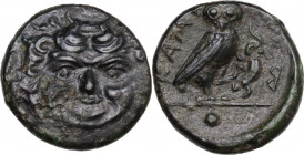 Sicily. Kamarina. AE Onkia, 425-405 BC. HGC 2 552; CNS III 7. AE. 1.70 g. 13.00 mm. R. Good VF.