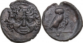 Sicily. Kamarina. AE Onkia, 425-405 BC. HGC 2 552; CNS III 7. AE. 1.37 g. 14.50 mm. R. Good VF/VF.