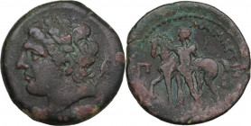 Sicily. Messana. The Mamertinoi. AE Pentonkion, c. 208-200 BC. HGC 2 849; CNS I 25. AE. 11.26 g. 27.00 mm. Scarce. About VF.