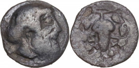 Sicily. Naxos. AR Litra, 461-430 BC. HGC 2 971; SNG ANS 520. AR. 0.61 g. 10.00 mm. R. Rare type. Toned. Good F.