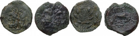 Sicily. Panormos. Roman Rule. Lot of 2 AE coins; including Janus/Lupa Roman type (after 71 BC) and Jnaus/Wreath type (late 2nd century BC). About VF.