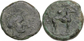 Sicily. Segesta. AE Onkia, c. 416/415-410 BC. HGC 2 1197; CNS I 14-16. AE. 4.28 g. 16.50 mm. RR. VF.
