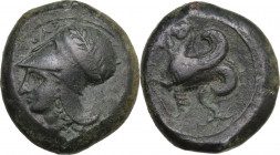 Sicily. Syracuse. Dionysios I to Dionysios II. AE Hemilitron, c. 375-344 BC. HGC 2 1456; CNS II 35. AE. 8.34 g. 20.50 mm. R. VF.