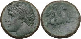 Sicily. Syracuse. Hieron II (274-215 BC). AE 26.5 mm. c. 230-218/5 BC. HGC 2 1547. AE. 17.63 g. 26.50 mm. R. Rare with laureate head. Lovely green pat...