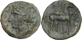 Punic Sicily. AE 16 mm, late 4th-early 3rd century BC. SNG Cop. 117-119. AE. 2.82 g. 16.00 mm. Pale green patina. VF.