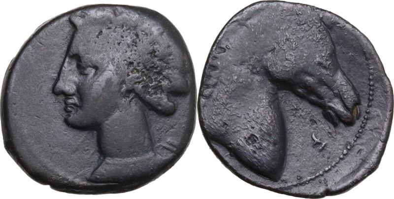 Punic Sardinia. AE Unit, c. 300-264 BC. Lulliri pl. 4, 91/92; SNG Cop. 153. AE. ...