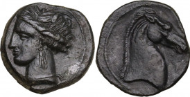 Punic Sardinia. AE 19 mm, 300-264 BC. SNG Cop. 156-166. AE. 4.43 g. 19.00 mm. About EF.