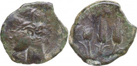 Punic Sardinia. AE Shekel (?), c. 241-215 BC. Lulliri pl. 19, 372; Cf. SNG Cop. 246/252; Piras 1993 179. AE. 2.22 g. 19.40 mm. Scarce. Punic letter Be...
