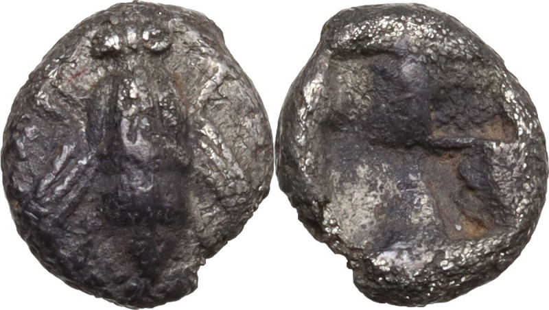 Greek Asia. Ionia, Ephesos. AR Obol (?), 340-330 BC. AR. 0.46 g. 7.00 mm. RR. Ve...