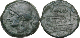 Semilibral series. AE Uncia, 217-215 BC. Cr. 38/6. AE. 13.74 g. 23.00 mm. Deep olive green patina. A few minor corrosion spots, otherwise. VF.