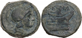 Anonymous. AE Quartuncia, c. 217-215 BC. Cr. 38/8. AE. 2.59 g. 15.50 mm. VF.