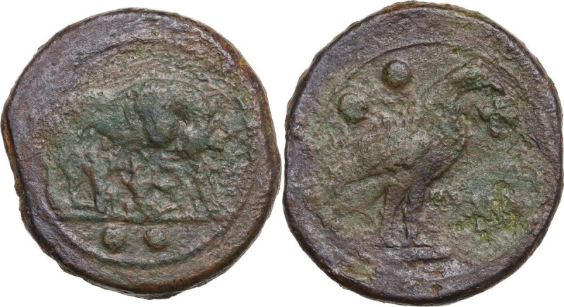 Anonymous. AE Sextans, 217-215 BC. Cr. 39/3. AE. 24.59 g. 31.00 mm. Corrosions. ...