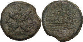 Sextantal series. AE As, after 211 BC. Cr. 56/2. AE. 33.00 g. 32.00 mm. About VF.