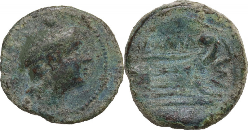 P. Manlius Vulso. AE Sextans, c. 210. Sardinia. Cr. 64/6b. AE. 4.08 g. 19.50 mm....