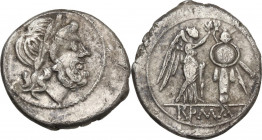 Anonymous. AR Victoriatus, 211-208 BC, Sicily (?). Cr. 70/1. AR. 2.91 g. 18.00 mm. VF.