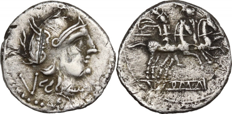 LT series. AR Quinarius, 211-210 BC. Luceria. Cr. 98A/3. AR. 1.51 g. 14.70 mm. S...