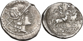 Matienus. AR Denarius, 179-170 BC. Cr. 162/2a. AR. 3.78 g. 19.50 mm. VF.