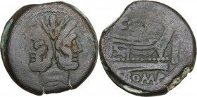 C. Saxula. AE As, 169-158 BC. Cr. 173/1. AE. 32.25 g. 34.00 mm. About VF.