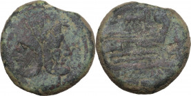 Ass series. AE As, c. 169-158 BC. Cr. 195/1. AE. 23.53 g. 29.00 mm. About VF.