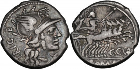 C. Curiatius Trigeminus. Denarius, 142 BC. Cr. 223/1; B. (Curiatia) 1. AR. 19.00 g. Opus: 3.84. Toned. Good VF.