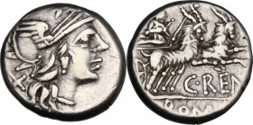 C. Renius. AR Denarius, 138 BC. Cr. 231/1; B. 1. AR. 3.77 g. 16.00 mm. VF.