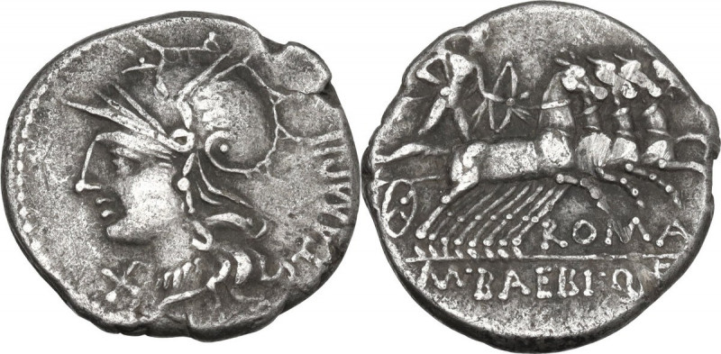 M. Baebius Q. f. Tampilus. Denarius, 137 BC. Cr. 236/1a; B. (Baebia) 12. AR. 3.7...