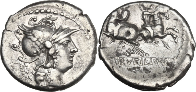 C. Servilius M.f. Denarius, 136 BC. Cr. 239/1; B. (Servilia) 1. AR. 3.78 g. 18.0...