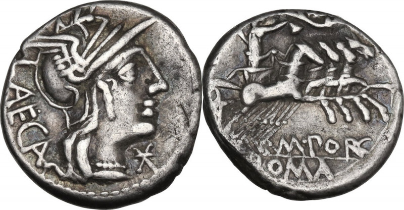 M. Porcius Laeca. Denarius, 125 BC. Cr. 270/1; B. (Porcia) 3. AR. 3.78 g. 17.00 ...