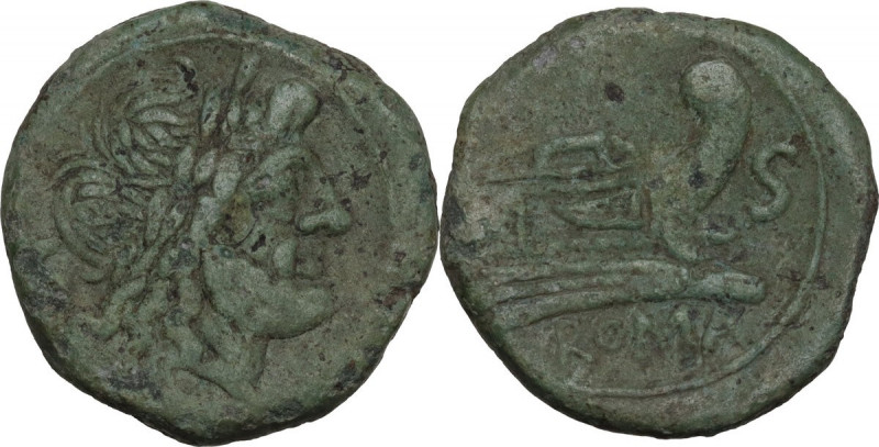 Anonymous. AE Semis, 135-125 BC. Cr. 272/1. AE. 7.90 g. 22.00 mm. Light green pa...