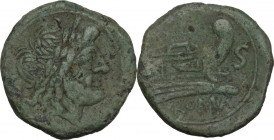 Anonymous. AE Semis, 135-125 BC. Cr. 272/1. AE. 7.90 g. 22.00 mm. Light green patina. VF.