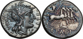 Q. Fabius Labeo. Denarius, 124 BC. Cr. 273/1; B. (Fabia) 1. AR. Toned with blue iridescent hues. About EF.