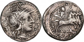 Q. Fabius Labeo. AR Denarius, 124 BC. Cr. 273/1. AR. 3.68 g. 18.00 mm. About VF.