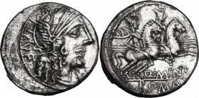 Q. Minucius Rufus. Denarius, 122 BC. Cr. 277/1; B. 1 (Minucia). AR. 3.70 g. 19.00 mm. Partly toned. About EF.