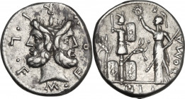 M. Furius Philus. Denarius, 119 BC. Cr. 281/1; B. (Furia) 18. AR. 3.90 g. 18.00 mm. VF.