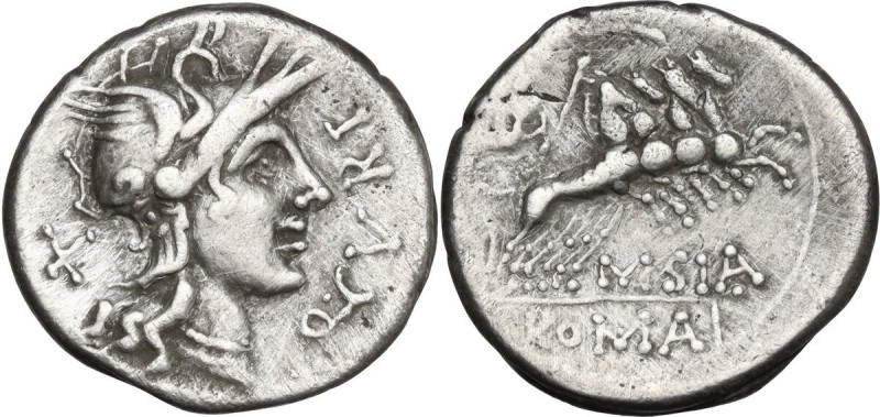 Q. Curtius and M. Silanus. Denarius, 116 or 115 BC. Cr. 285/2; B. (Curtia) 2. AR...